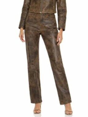 INSANE 90’s Vintage R.B.C Steel Hide High Waisted Leather Pants Brown W 28